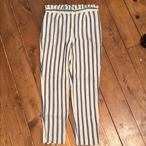Express White and Blue Striped High-Waist Pants